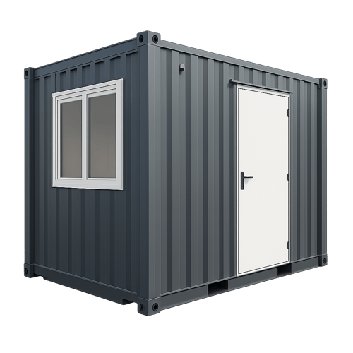 modified shipping container mobile office without a background